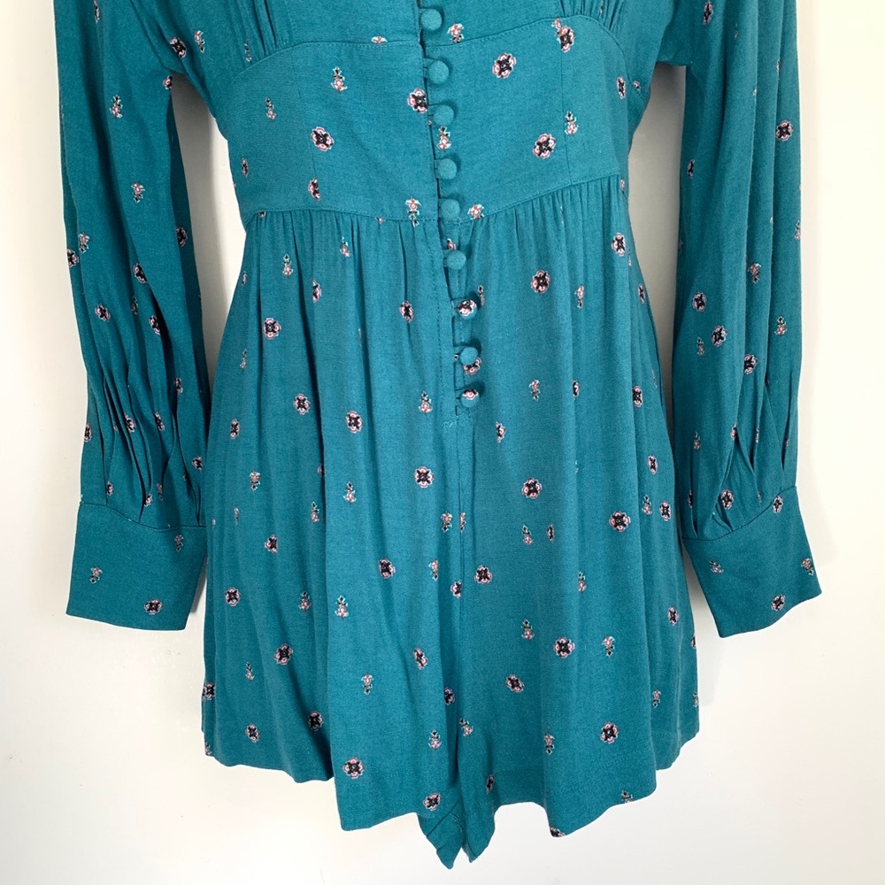 Free People Green Floral Romper - Picture 4 of 8